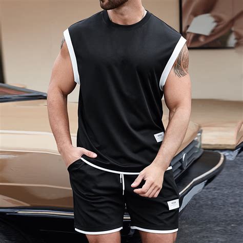 Peaskjp Summer Short Sets Men 2 Piece Outfits Mens Outfit 2 Piece