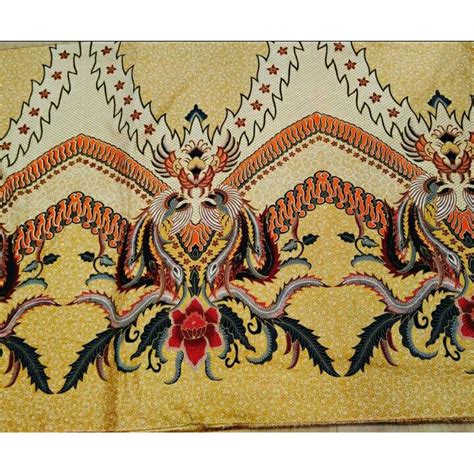 Jual Kain Batik Motif Kembang Parang Gunung Merak Ekor Panjang Kuning