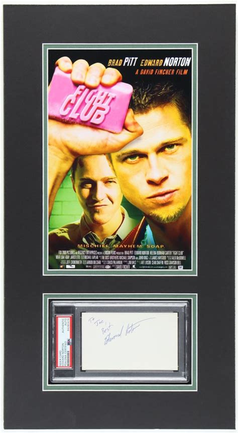 Edward Norton Signed Fight Club Custom Matted Cut Display Inscribed