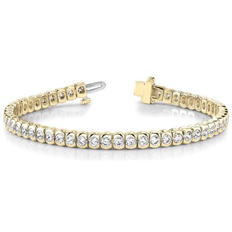 Bracelet Rivière Diamants 5 00 Carat en Or Jaune 14 Carats Bracelet