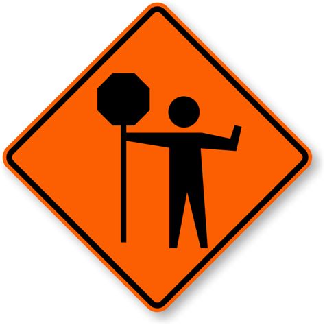 Flagger Symbol Sign - Road Work Ahead Sign - Ships Free, SKU: K-0021