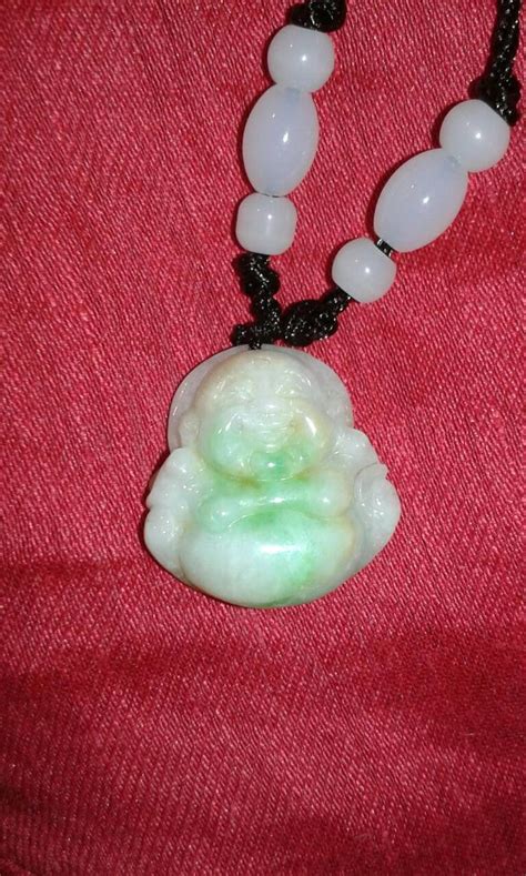 Untreated Jadeite A Jade Laughing Happy Buddha Pendant Earth Mined