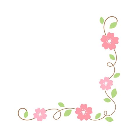 Flower corner frame vector design. Hand drawn floral corner borders ...