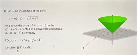 Solved 8 Let S Be The Portion Of The Cone Z G X Y X2 Y2