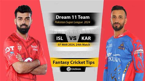 Isl Vs Kar Dream Prediction Th Match Dream Team Captain