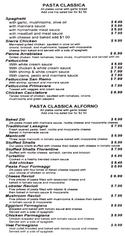 Menu Piccolo Milano Walkertown