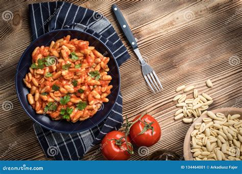 Cavatelli Pasta With Fresh Tomato Sauce Stock Image Image Of Dinner