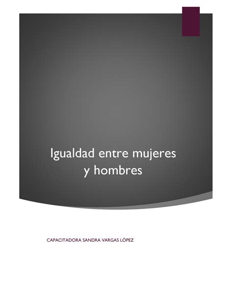 Manual Igualdad Entre Mujeres Y Hombres Igualdad Entre Mujeres Y