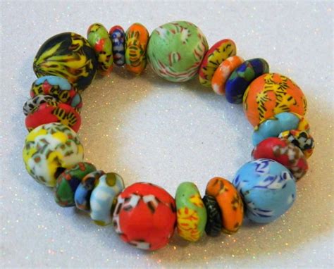 Multicolor Mixed African Krobo Powder Glass Rounds And Disk Bead