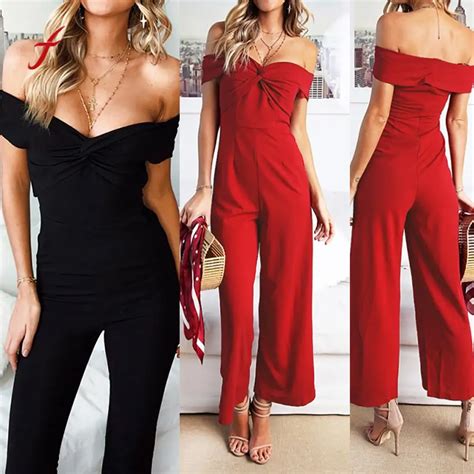 Jumpsuits For Women 2018 Holiday Off Shoulder Sleeveless Summer Rompers