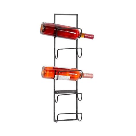 Litton Lane 5 Bottle Black Wall Wine Rack 63329 The Home Depot