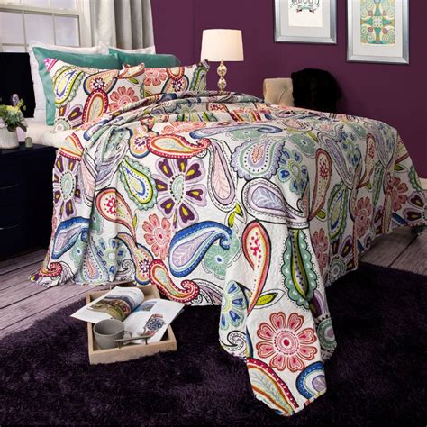 Lavish Home Leah Quilt Set Classic Paisley Quilt With Pillow Shams Machine Washable Bedding