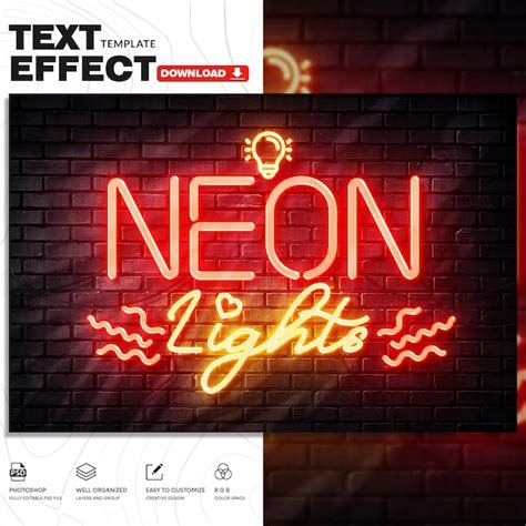 Premium Psd Neon Text Effect Psd Template