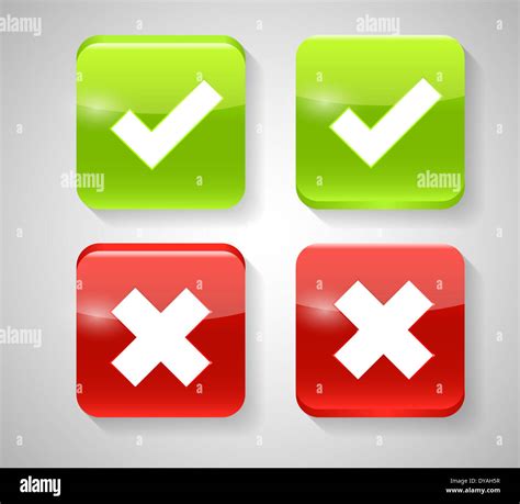 Vector Red And Green Check Mark Icons Stock Photo Alamy