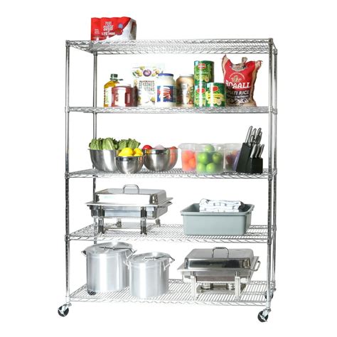 Seville Classics 5 Tier Ultrazinc Nsf Steel Wire Shelving With Wheels 60w X 18d X 72h