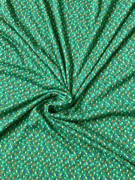 Green Knit Fabric Ditsy Floral Fabric 60 Wide 2 Way Stretch Cotton