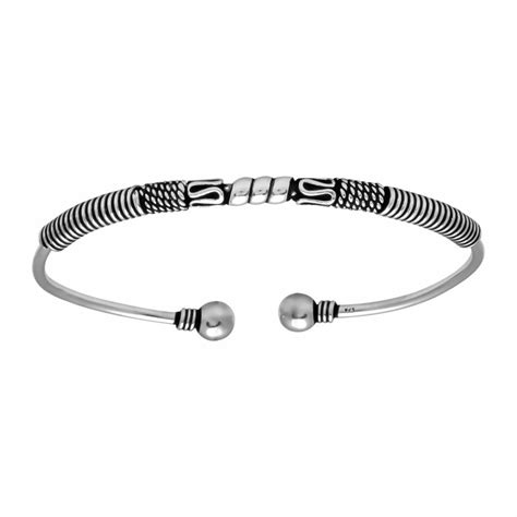 Zilverenarmband Dames Zilveren Bangle Armband Met Bali Details