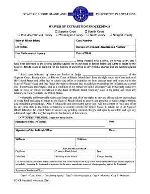 Fillable Online Courts Ri Waiver Of Extradition Proceedings Fax Email