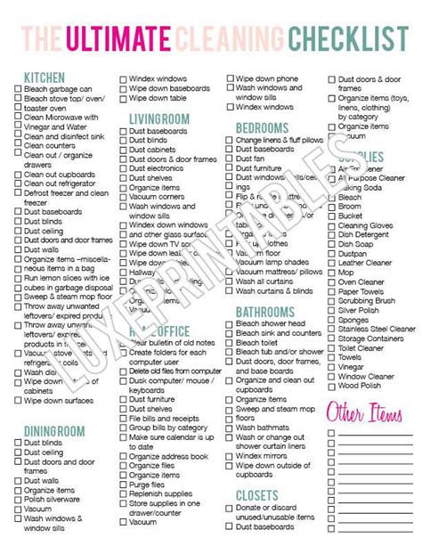 Free Printable House Cleaning Checklist Pdf Printable Templates