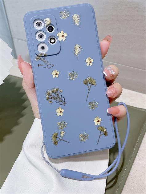 Floral Print Phone Case With Lanyard