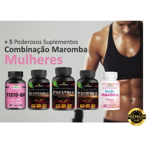 Combo Academia Maromba Feminno 5 Produtos Testo GH Glutamina