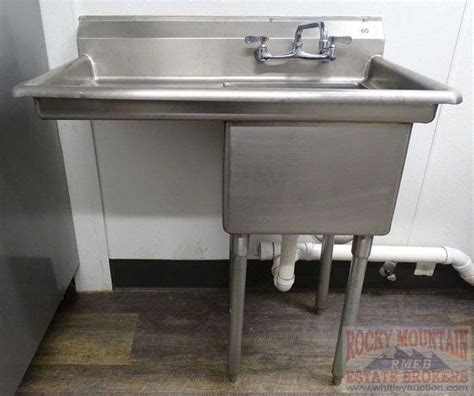 Stainless Steel Nsf Single Hole Sink W Left Hand Counter And Faucet 43x37x23 Buyer To Remove