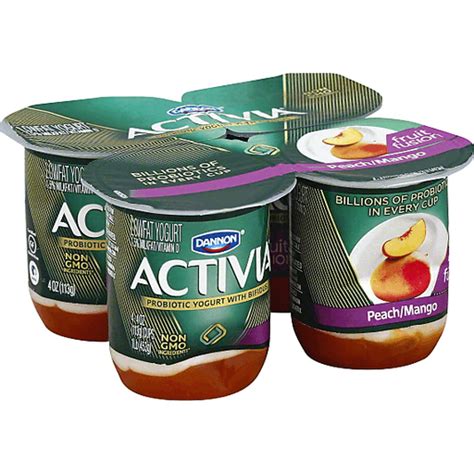 Dannon Activia Lowfat Probiotic Yogurt With Bifidus Peachmango 4 Pk Shop Superlo Foods