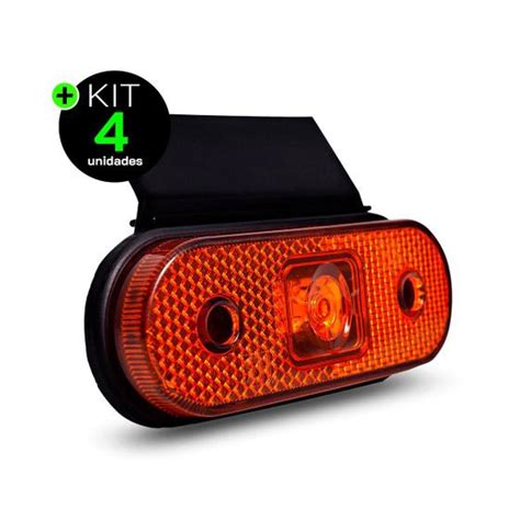 Kit Lanternas Lateral Carreta Facchini Led Mbar Laranja Suporte