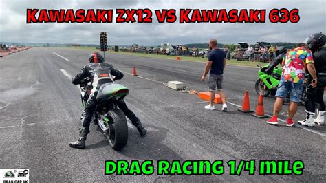 Kawasaki Zx12 Vs Kawasaki 636 Motorcycles Drag Racing 14 Mile 🏍🚦 4k