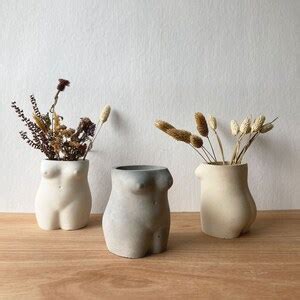 Concrete Body Vase Plant Pot Naked Body Bud Vase Curvy Female Bum Vase Boob Vase Pen Pot