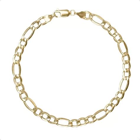 Pulsera 3x1 Figaro Esclava Oro 10k Italiano 21cm 5 6mm Envío gratis