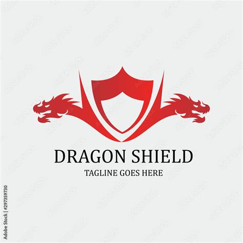 Dragon shield logo design template. Vector illustration Stock Vector | Adobe Stock