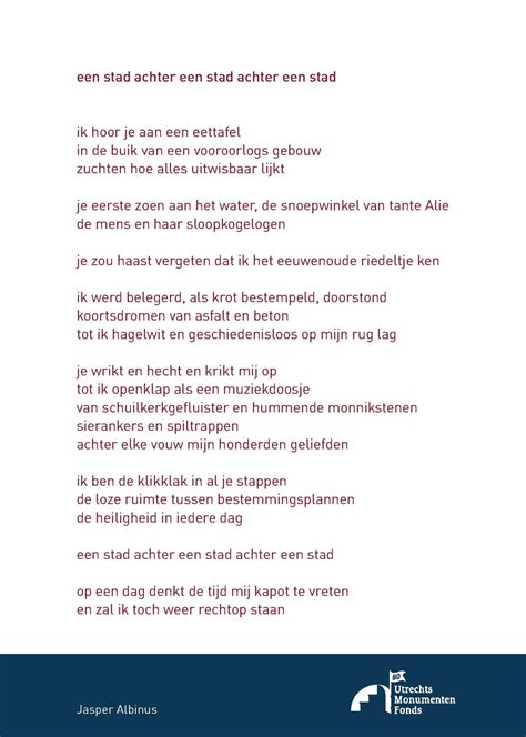 Gedicht 80 Jaar Umf Utrechts Monumentenfonds