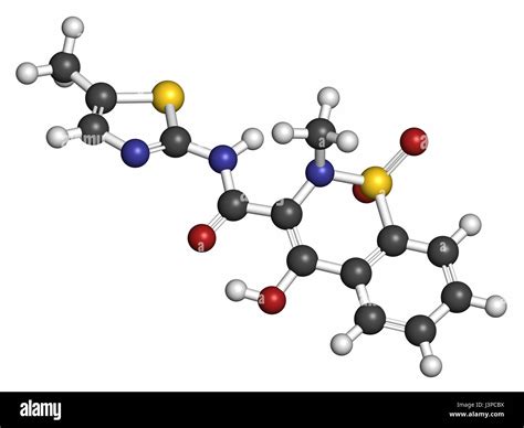 Meloxicam Nsaid Drug Molecule Atoms Are Represented As Spheres With