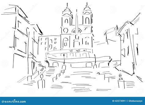 Piazza Di Spagna In Rome Vector Illustration | CartoonDealer.com #49131488