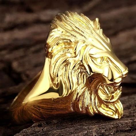 Jual Cincin Singa LION Not TITANIUM Gaya Punk Rock Stainless Steel EMAS