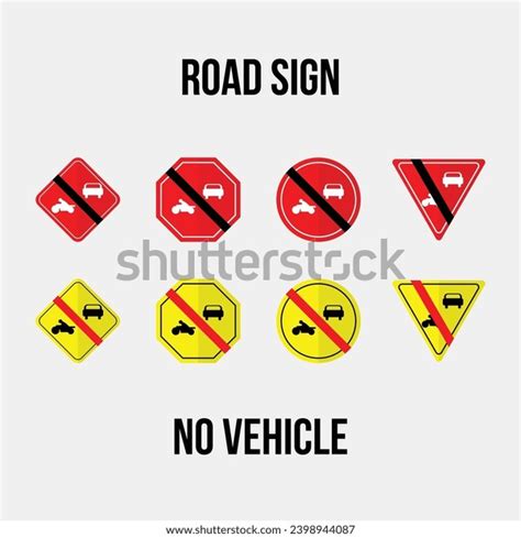 No Vehicle Road Sign Vector Collection Stock Vector Royalty Free