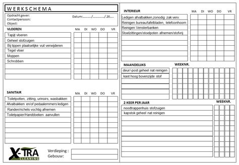 X Tra Cleaning Werkformulieren