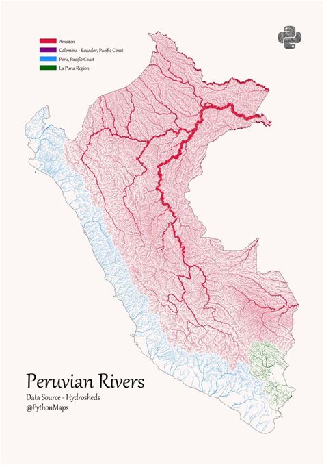 Pervian Rivers This Map Shows The Rivers Of Peru Maps On The Web