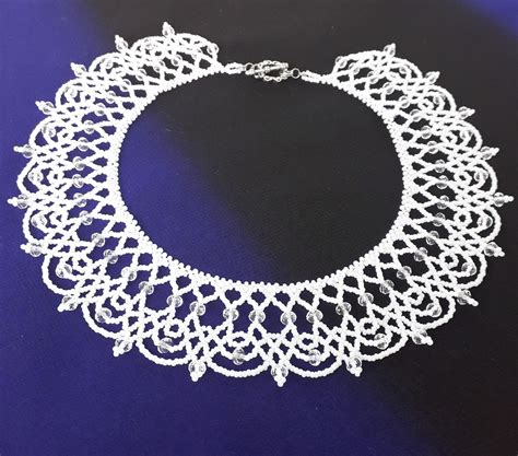 Seed Bead Necklace Weaving White Lace Choker Collar Necklace Etsy