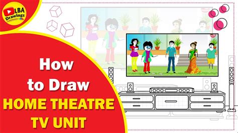 How To Draw Tv Unit With Home Theatre Youtudraw Youtube