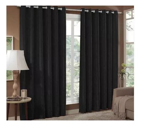 Cortina Jacquard Con Ojales Cromados Cuadrados Negros De X Cm