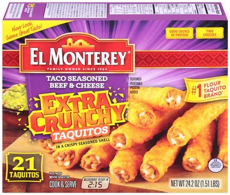 El Monterey Taco Seasoned Beef Cheese Extra Crunchy Taquitos Ct