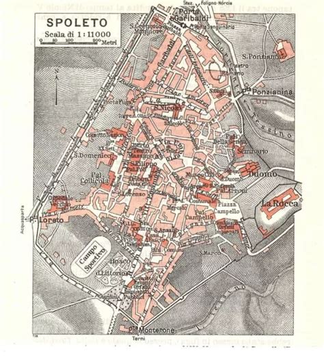 Carta Geografica Antica Spoleto Minuscola Pianta Citt Tci Antique