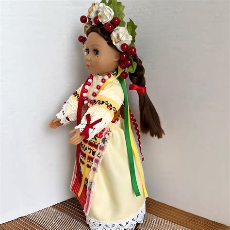 Ukrainian Doll Lesya In Red And Yellow Outfit Hand Embroidered Doll Handmade Decorative Doll