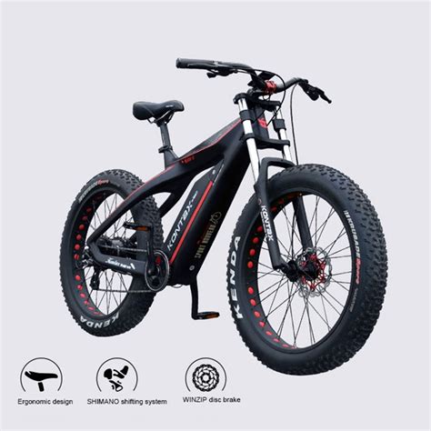 Custom Carbon Fiber Electric Snow Bicycle 26inch Fat Ebike 48v750w Baf E Smart Way