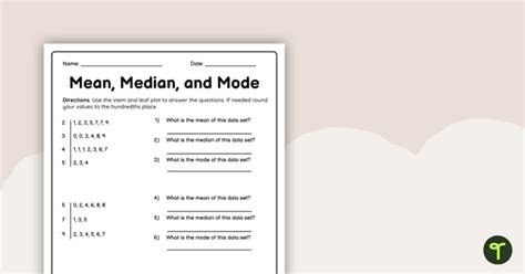 Mean Median Mode Worksheet Teach Starter Worksheets Library