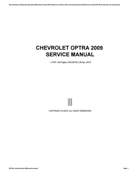 Chevrolet Optra 2009 Service Manual By Caseedu62 Issuu