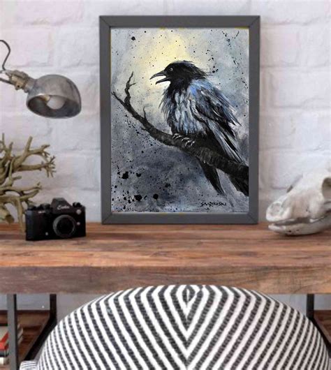 Crow Printable Wall Art Raven Gothic Themed Home Decor Etsy In 2021