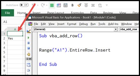 How To Insert A Row Using Vba In Excel